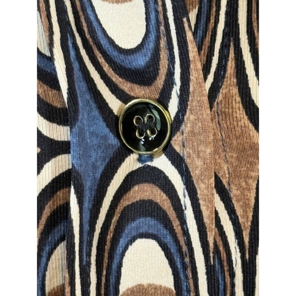 J McLaughlin Catalina Cloth Belted Shirt Dress M Geometric Retro Print Navy - Picture 5 of 11